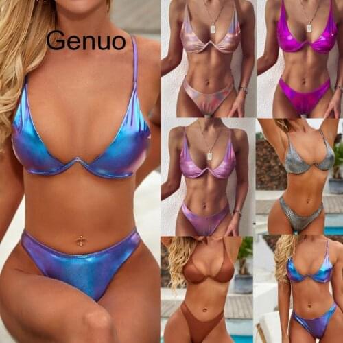 Bikini Ladys Shine Fuchsia Pink Bikinis Women Underwired Push Up Swimsuit Brazilian Sexy Swimwear Women Biquini
