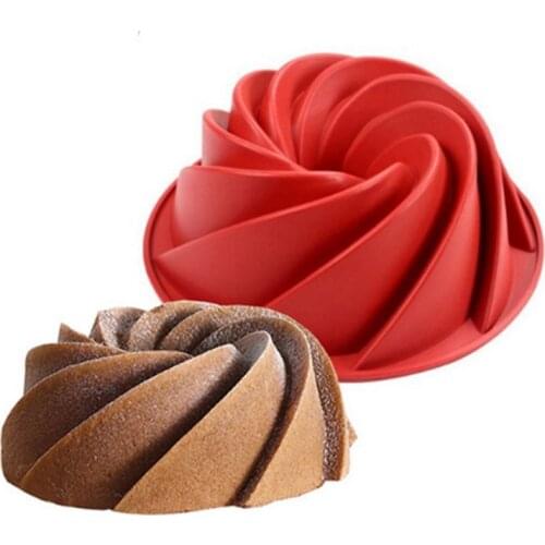 Large Spiral Shape Grade Silicone Cake Mold Pan 3d Fluted Cake Mould Form Bread Bakery Baking decoration bake decorating Tools