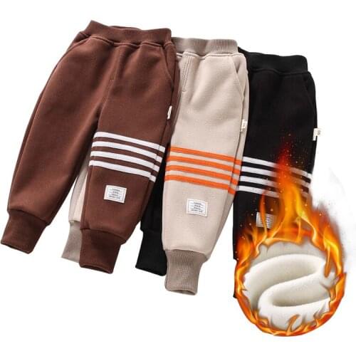 Baby boy trousers baby boy velvet winter plus velvet cotton trousers four-bar thickened warm casual cotton trousers for boys