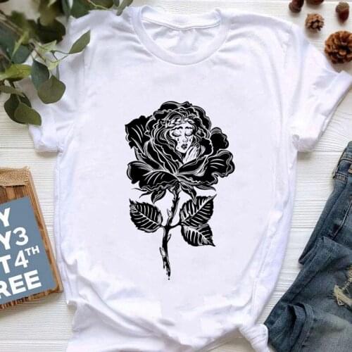 Girl In A Rose Blossom In Full Bloom Print T Shirt Women Vintage Tshirt Femme Aesthetic Clothes T-Shirt Female,Dropshipping