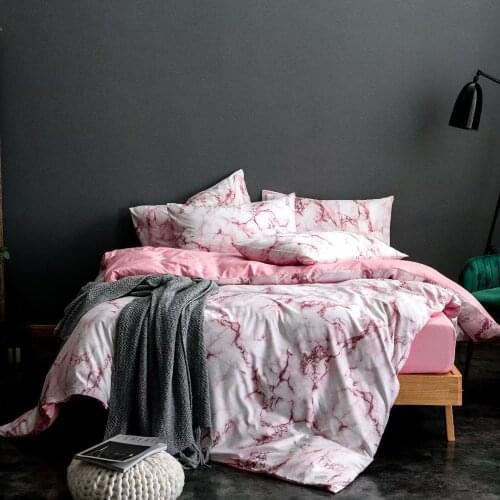 Home Textile Bedding Set King Queen Single Double Duvet Cover Pillow case 2-3pcs Bedding Linens Sets Quilt case Pink Marble