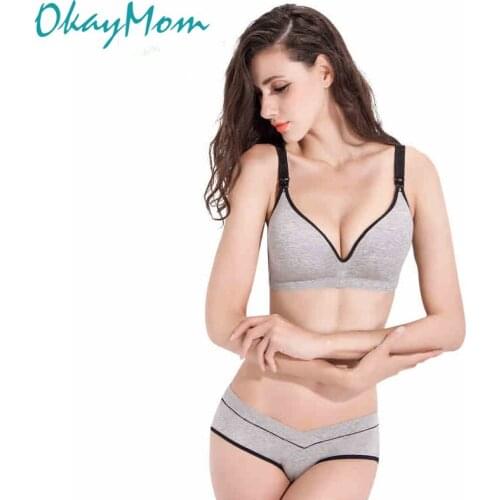 Cotton Nursing Bra Panties Set Wireless Maternity Lingerie Underwear Pregnant Women Breastfeeding Nurse Bra Pregnancy Sleep Bras