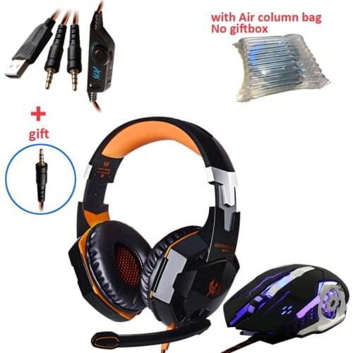 G2000 Gaming Headset +Wired Mouse Set Deep Bass Stereo Casque Wired Headphone Gamer Earphone with Microphone for PS4 PS5 XBOX