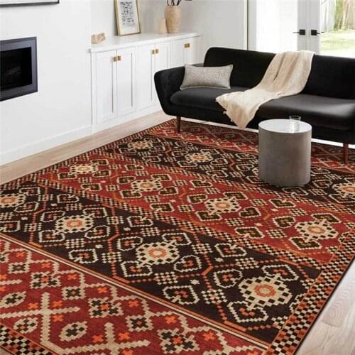 Mediterranean-Style Rug Geometric Striped Blue Red-Brown Carpet Living Room Bedroom Bed Blanket Bathroom Kitchen Floor Mat