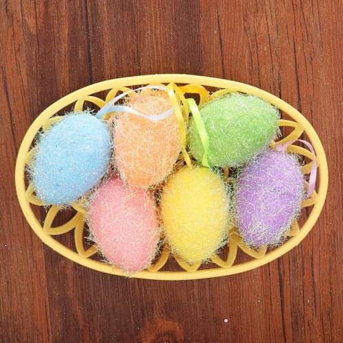 Creative Easter Simulation Fluffy Eggs Funny Colorful Eggs Foam Basket Holiday Home Decoration Toddlers Leisure Toy