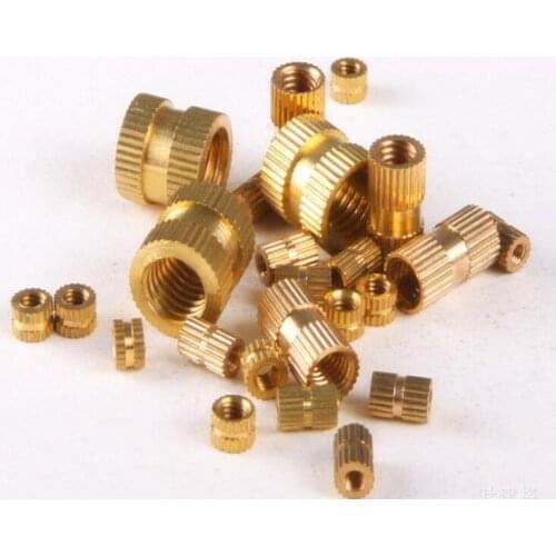 100pcs M3 M4 M5 Copper Inserts Brass Double Pass Knurl Nut Embedded Fastener