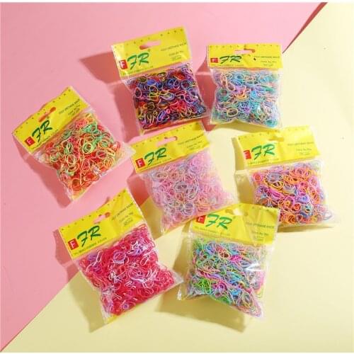 1000PCS/Bag Cute Candy Elastic Hair Scrunchie For Girl Haar Accessoires Women Fashion Tie Kids Baby Disposable Small Rubber Band