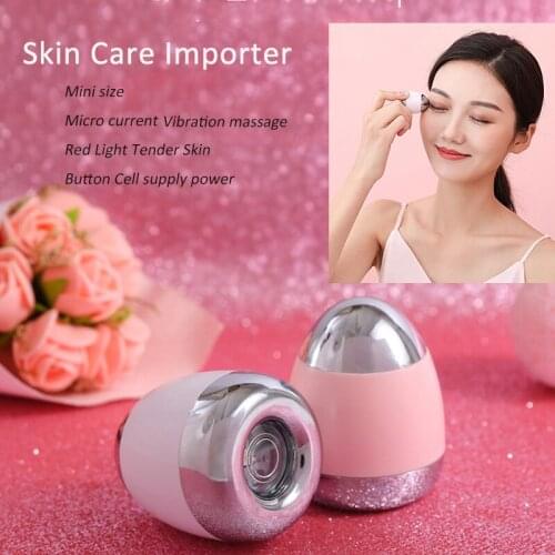 Mini Skin Care Importer Mirco Current Vibration Massage Red Light Tight Face Battery Beauty Lady Cosmetic Device Portable Travel