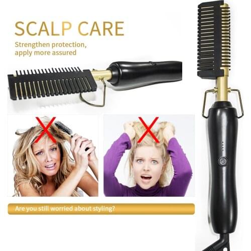 Multifunctional Electric Hair Comb Hair Straightener Hair Curler Comb Straightening Brush Hot Heating Comb Hair Straight Styler