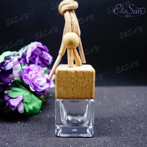 MX02T-6ML Popular Transparent Square Car Pendant Beech Lid Glass Perfume Hanging Bottle 100pcs/lot