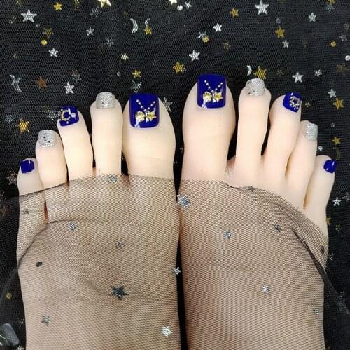 Nail Patches Diamond Blue Shell Star Moon Gold Foil Gifts for Girls Summer MH88