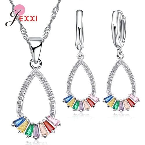 New Korean Ins 925 Sterling Silver Crystal Jewelry Set Luxury Vintage Party CZ Necklace Drop Earrings Fine Jewelry