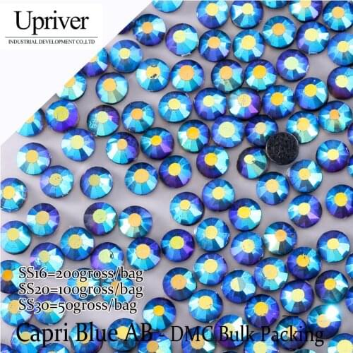 Upriver Wholesale Large Pack Bulk Packing Shiny Loose Flatback SS16 SS20 SS30 CapriBlue AB Hotfix Rhinestones