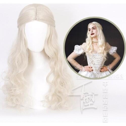 Alice in Wonderland 2 White Queen Cosplay Wig Blonde Wavy Long Synthetic Hair Heat Resistance Fiber Halloween Party Costume Wigs