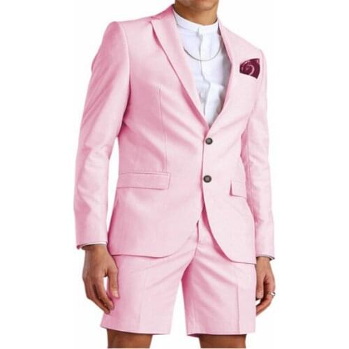 Jacket+Pants) Single Breasted Short 2 Piece Groom Tuexdos For Wedding Formal Prom Suit Party Evening Blazer Custom Made