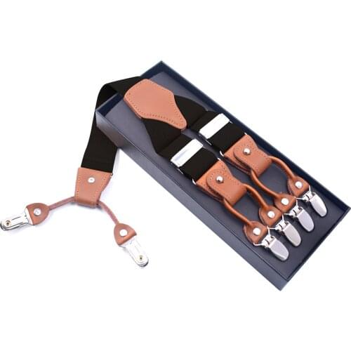 Mens Fashion Suspenders Straps with 6 Clips Adjustable Elastic Y Back Trouser Braces Belts Wedding Party Husband Father Gifts