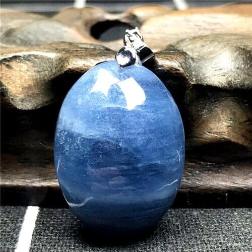 Genuine Natural Blue Aquamarine Pendant For Woman Man 27x20x11mm Gemstone Clear Oval Beads Silver Necklace Pendant Jewelry AAAAA