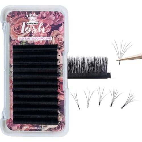 MASSCAKU Easy Fan Silk Eyelash Automatic Flowering Eyelashes Extensions C/CC/D/DD Blooming Natural Volume Lash 8-18mm