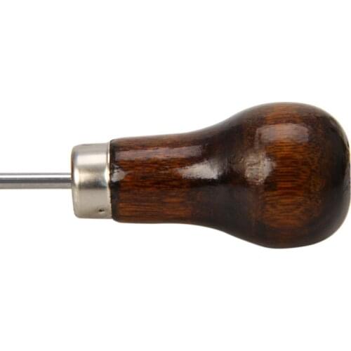 Awl Pricker Hole Maker Tool Punch Sewing Stitching Leather Craft Wooden Handle E56C