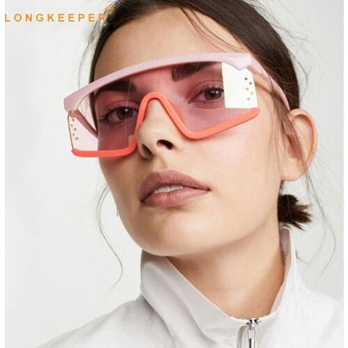 New Oversized Square Sunglasses Women Brand Designer Punk Big Frame Glasses Men Cool Goggles colorful Eyewear Travel Gafas