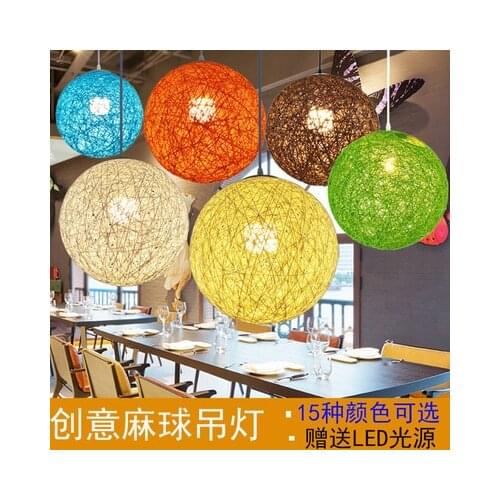 Modern Minimalist Ma Ball Chandelier Creative Cool Art Restaurant Bar Pastoral Style Color round Ball Hemp Rope Rattan Lamps