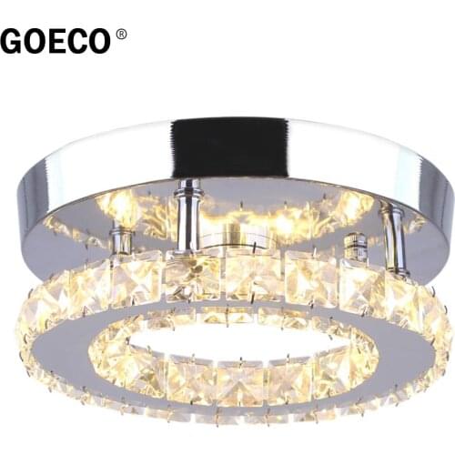 Modern LED Crystal Chandeliers, Stainless Steel Crystal Mini Round Ceiling Lamp for Dining Room Living Room Bedroom Hallway
