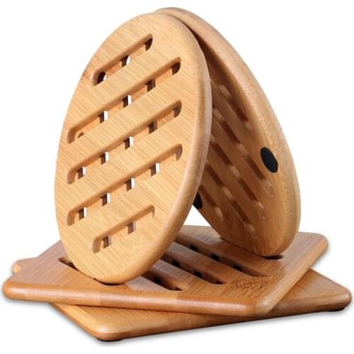 Heat Resistant Non-Slip Bamboo Trivets Pot Mat for Kitchen Table - 4Pcs Hot Pan Pads (15cm)