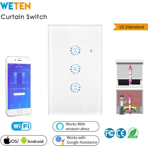 US Smart Wifi Touch Curtain Switch APP Control Support Alexa Google Home for Electric motorized Curtain Blind Roller Shutter