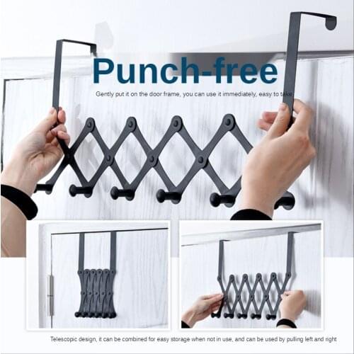 Stainless Steel Retractable Door Rear Hook Bathroom Black Hook Bedroom Storage Rack Retractable Row Hook Retractable Wallr Hooks