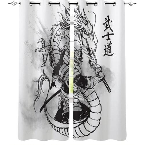Japanese Samurai Dragon Window Interior Curtain Valance Door Room Drape for Kitchen Living Room Bedroom Decoration Curtains
