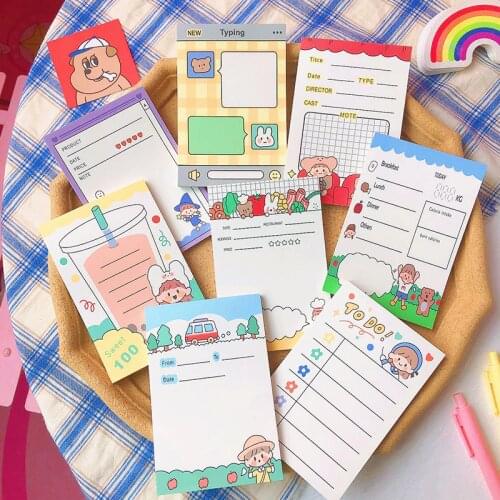 Yisuremia 50 Sheets Kawaii Cartoon Memo Pads Note Paper To Do List Daily Planner Notepads Paperlaria School Office Stationery