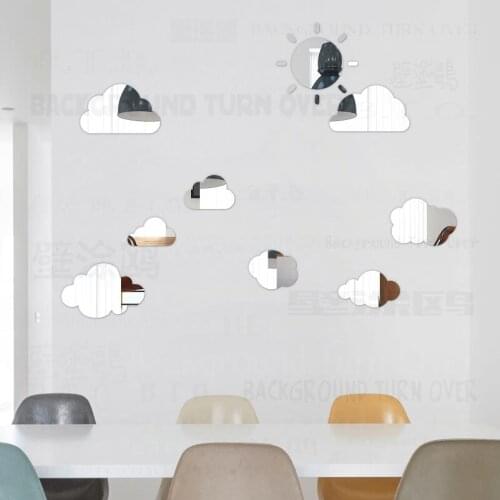Mirror Wall Stickers Decor For Home Sticker Acrylic Kid Room Decoration Bedroom Cloud Sun Cute Childrens Kids Girl Nursery R152