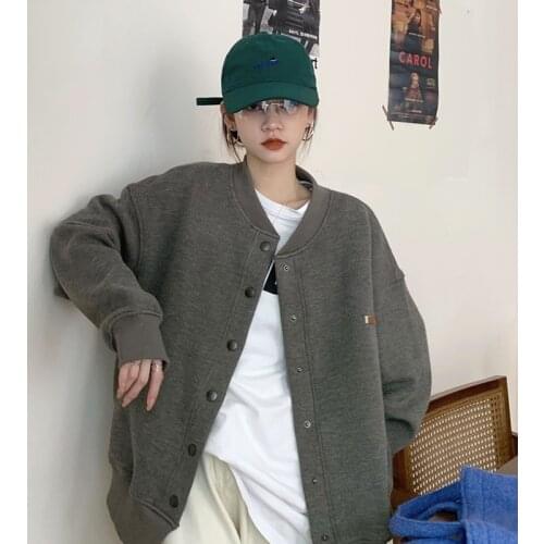 Women SpringAutumn Baseball Uniform coat Jacket for women Korean Harajuku Street Style Coat Loose Plus Size BF Stitching Jacket