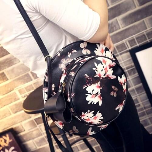 2018 PU Leather women Shoudler Bags high Quality flower zipper girl backpack school bag lady purse For Teenagers ZL121
