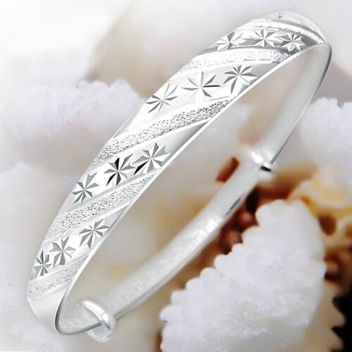 Geometric Flower Star Bracelet Bracelet Bangles Frosted Texture Bracelets & Bangles Silver Plated Bracelets For Women A51