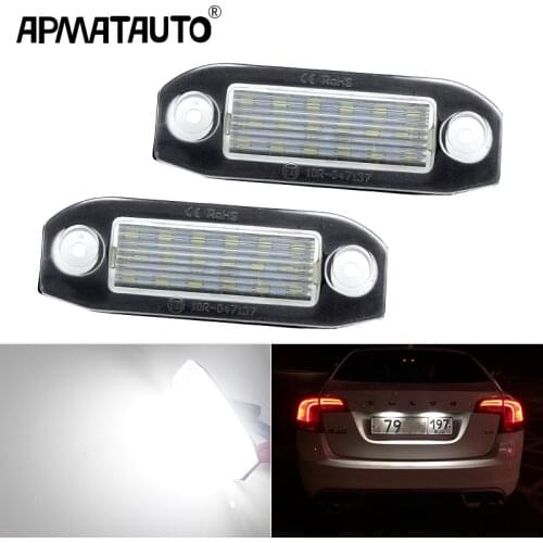2Pcs LED Rear License Plate Light Bright White Number Lamp canbus for Volvo S40 S60 S80 V50 V60 V70 Xc60 Xc70 Xc90 2004 - 2015