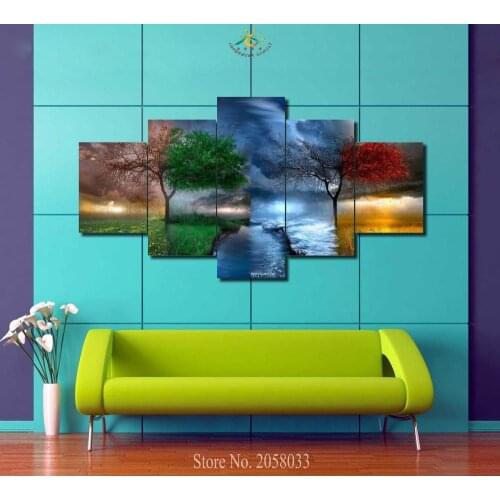 3-4-5 Pieces Four Seasons Tree Modern Wall Art Pictures HD Printed Canvas Painting Modular Pictures HD Paints Home Decoration