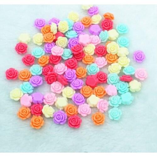 50pcs/lot flat back resin flower mix colors 12mm DIY resin cabochons accessories