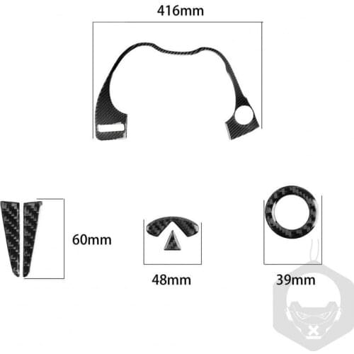 6Pcs/Set Dash Board Stickers Elegant Anti-scratch Carbon Fiber Steering Wheel Trim for Infiniti Q50 2014-2020 Left-hand Drive