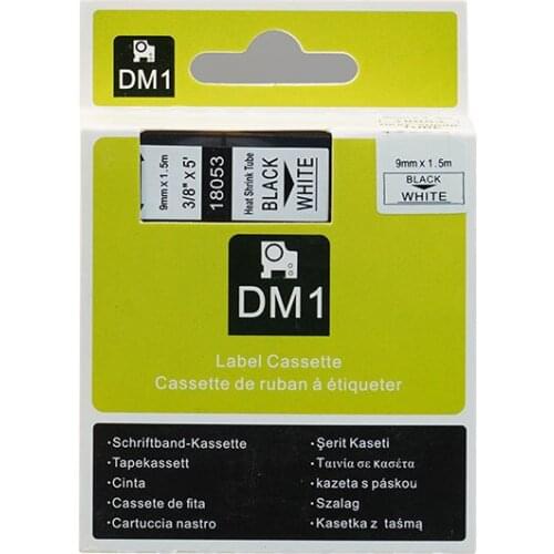 9mm*1.5m compatible Dymo Rhino black on white Heat Shrink Tubes 3/8" RS5W SKU 18053