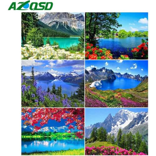 AZQSD Diamond Painting Diy Lake Full Square Drill Handmade Craft Diamond Embroidery Scenic Cross Stitch Kits Wall Sticker