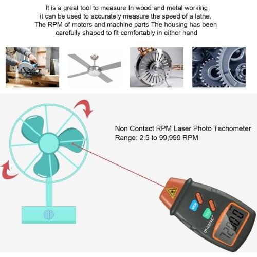 Non-contact Laser Tachometer LCD Digital RPM Meter Measurement Meter Speedometer
