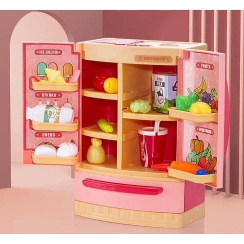 Childrens Pretend Play Toys Simulation Fridge Toy Double Door Educational Kid Small Household Appliance Smart Refrigerator Gift