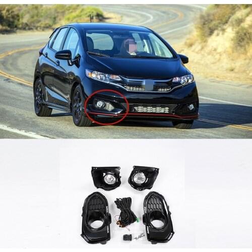 For Honda FIT JAZZ 2018 2019 2020 ASIA TYPE Halogen Fog Lamp LED Headlight Cover Wire Harness Switch Car Front Bumper Fog Light