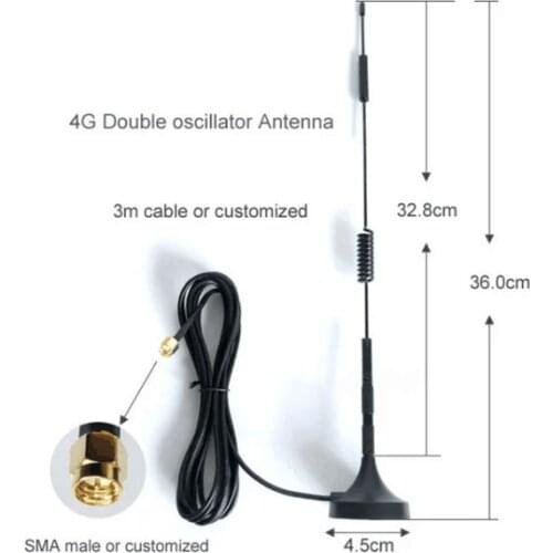 Signal Amplifier GSM GPRS LTE 4G Full Band Full HD CB Antenna SMA Male Pin Connector 3 Meter Cable 1PCS