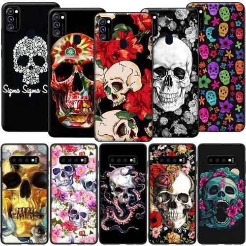 GX71 Floral Sugar Skull Case for Samsung A6 A7 A8 Plus A9 A10 A20 A30 A40 A50 A60 A70 A01 EU A11 A21S A31 A41