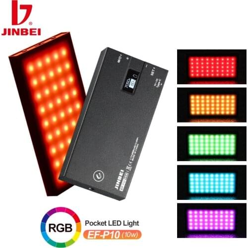 JINBEI EF-P10 RGB LED Video Light Live Atmosphere Handhold Portable Pocket Light for Outdoor Night Scene Portrait Photography