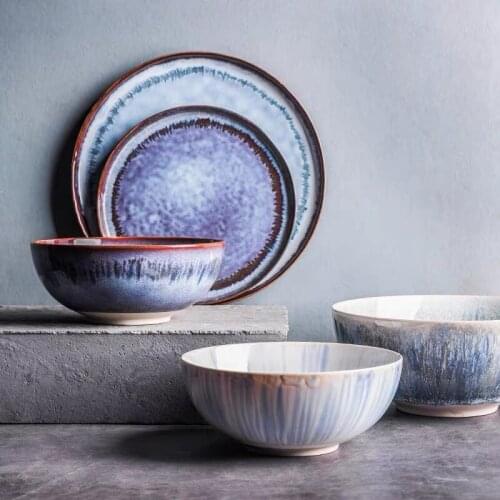 Nordic Ceramic Porcelain Dinner Plate Creative Dessert Steak Dishes Salad Noodle Bowl Large Soup Bowl Under Glaze Tableware