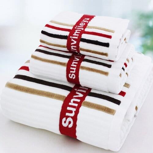 3piece Bath Towel Set Cotton Good Water Absorption Hand Towel Face Towel Embroidery Thicken Bathroom Towels Beach Towel