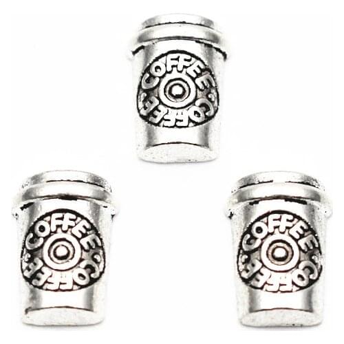 Hot selling 10pcs/lot golden silver coffee cup floating charms living glass memory floating lockets diy jewelry pendant